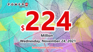 第二名奖项归属于一位购买 Powerball 的彩民；头奖累积至2.24亿美元。